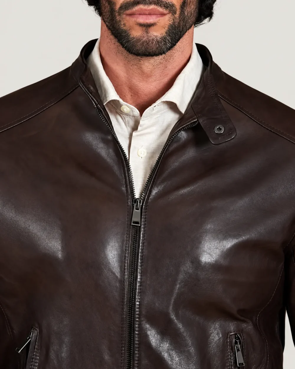 Lossiemouth Dark Brown Leather Café Racer Jacket