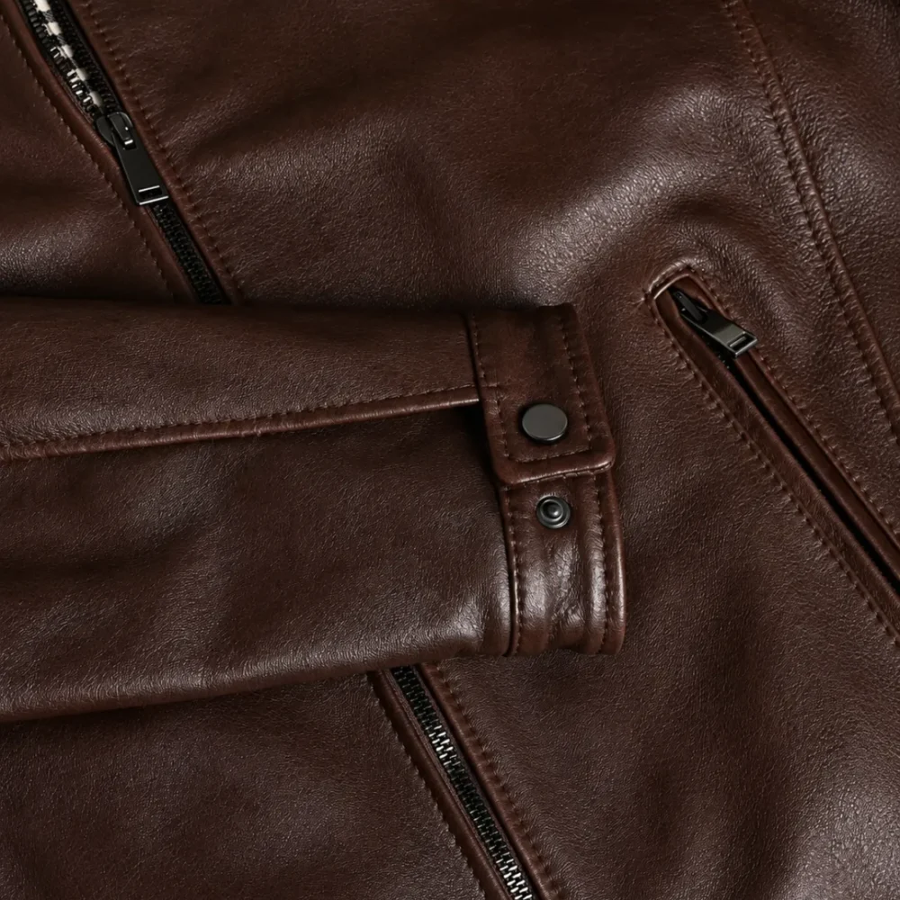 Lossiemouth Dark Brown Leather Café Racer Jacket
