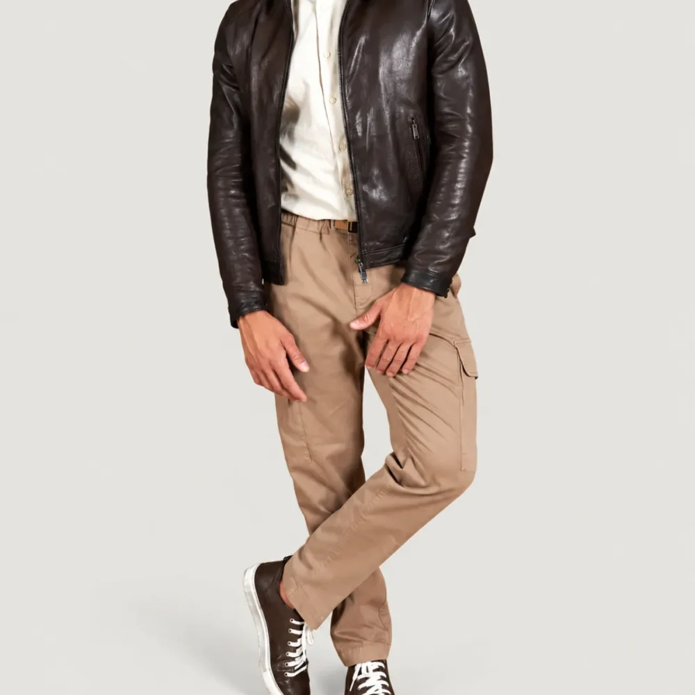 Lossiemouth Dark Brown Leather Café Racer Jacket