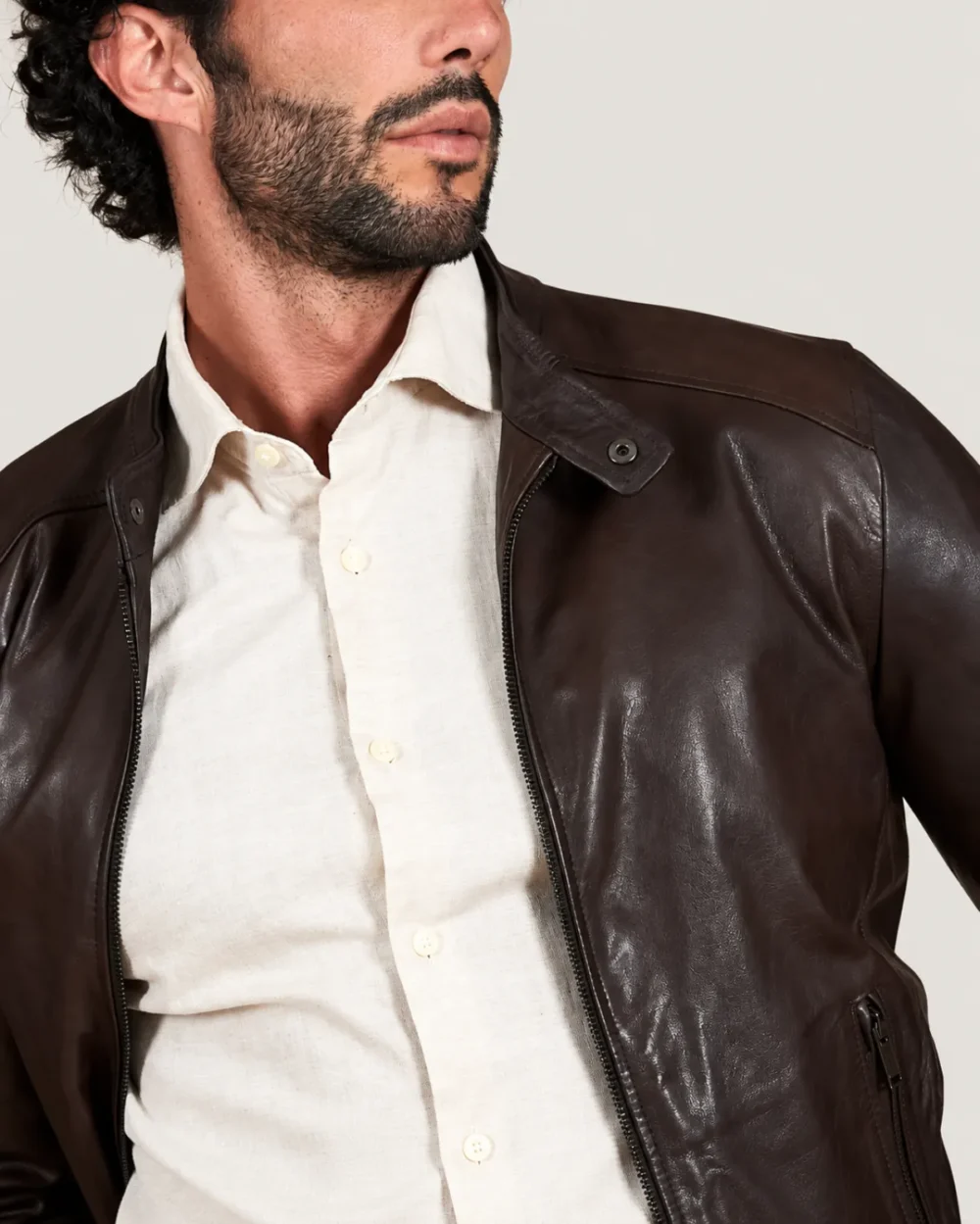 Lossiemouth Dark Brown Leather Café Racer Jacket