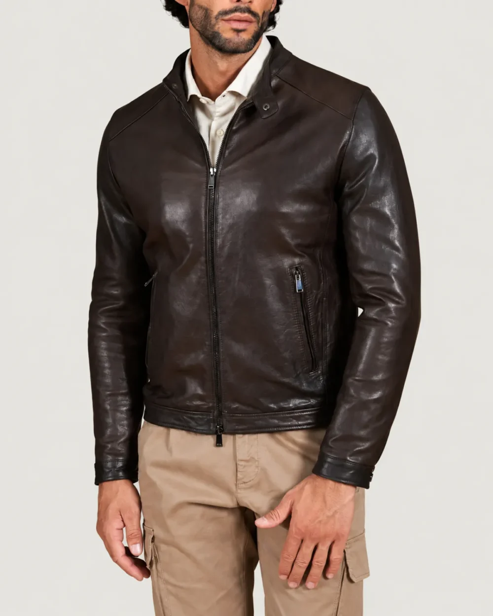 Lossiemouth Dark Brown Leather Café Racer Jacket