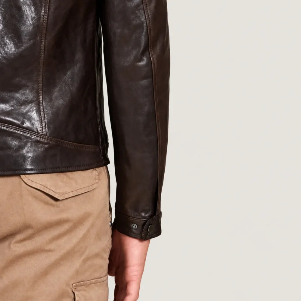 Lossiemouth Dark Brown Leather Café Racer Jacket