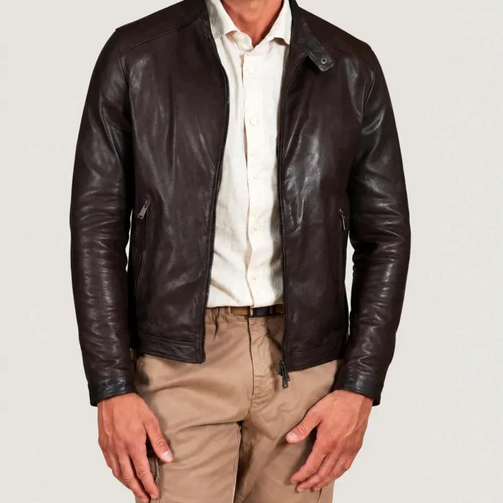 Lossiemouth Dark Brown Leather Café Racer Jacket
