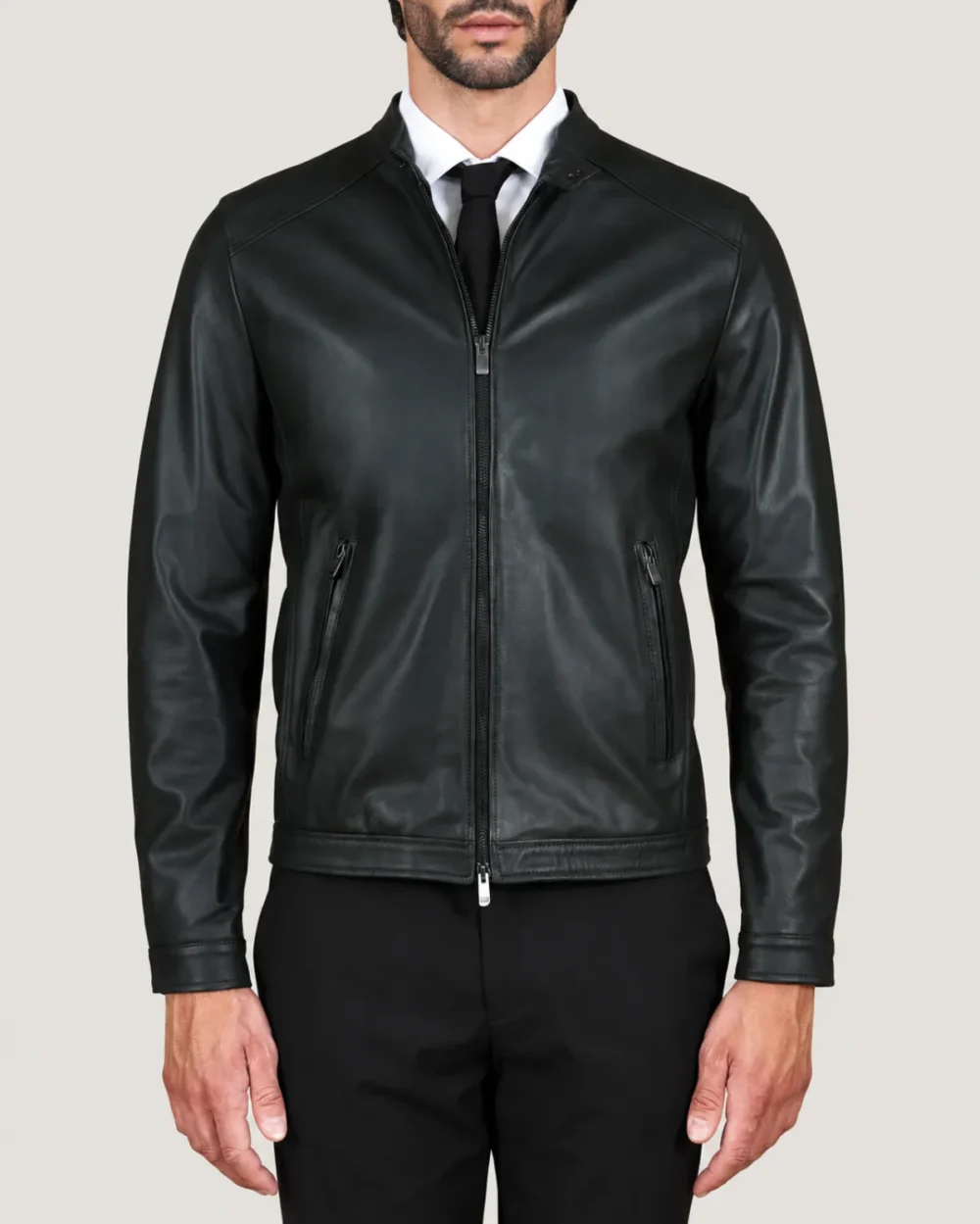 lossiemouth-forest-green-leather-cafe-racer-jacket-main (1) Lossiemouth Forest Green Leather Café Racer Jacket