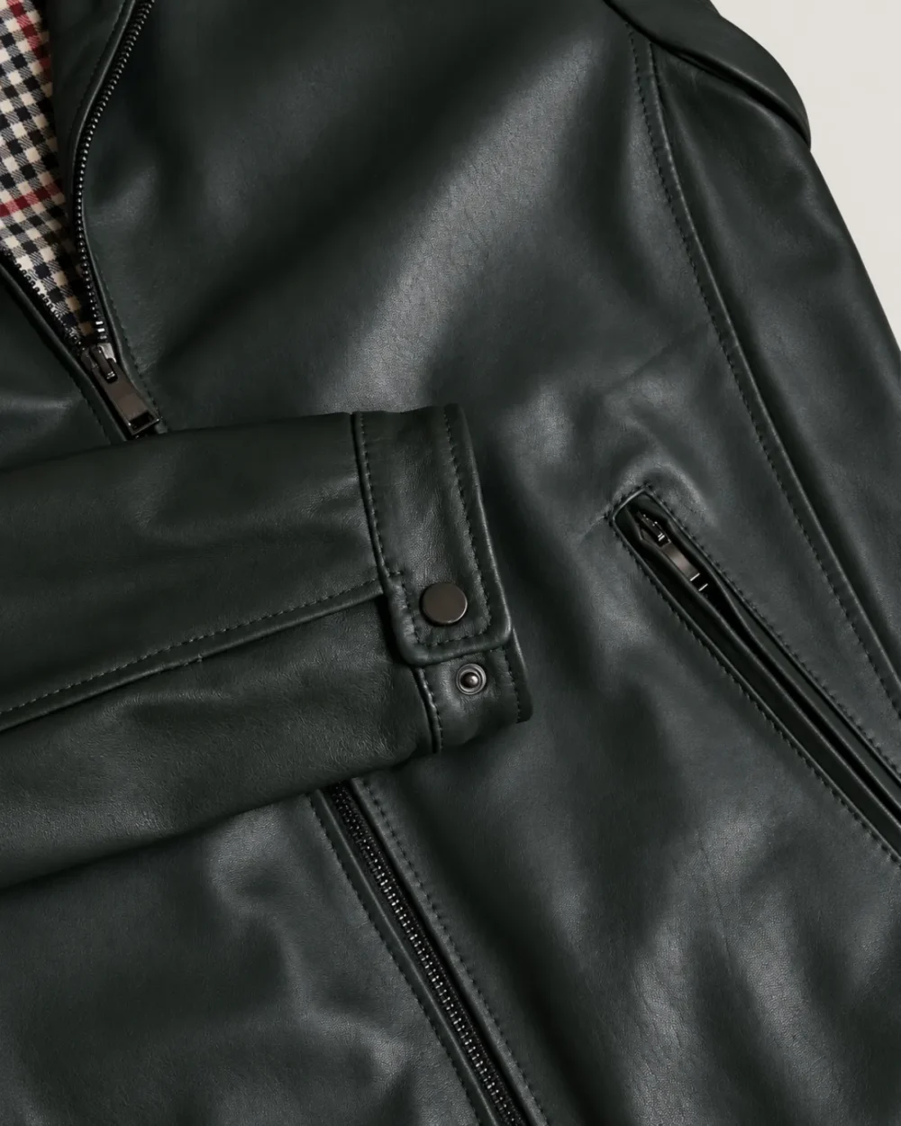 lossiemouth-forest-green-leather-cafe-racer-jacket-raw Lossiemouth Forest Green Leather Café Racer Jacket