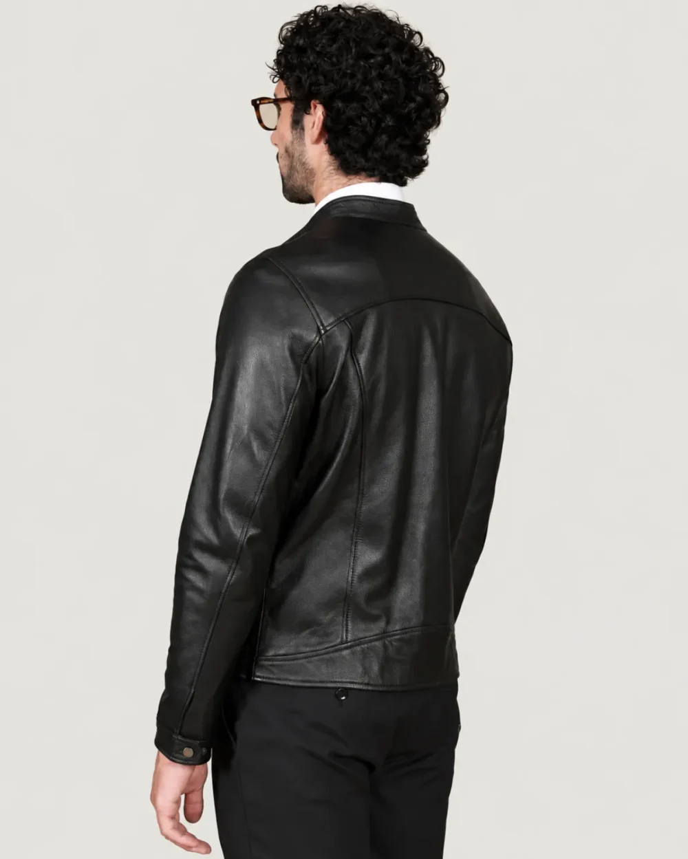 Lossiemouth Grained Black Leather Café Racer Jacket