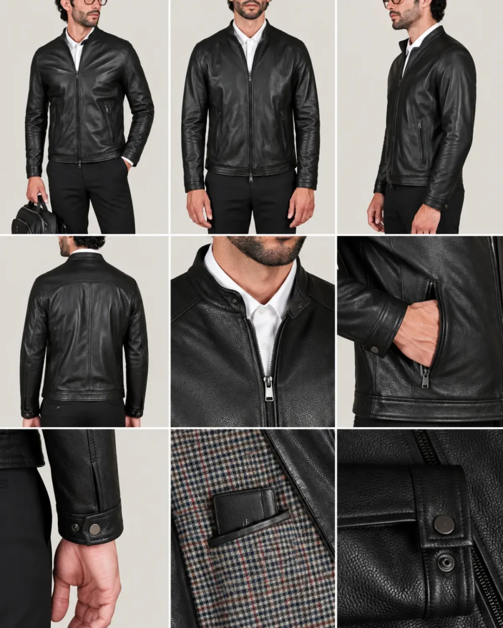 Lossiemouth Grained Black Leather Café Racer Jacket