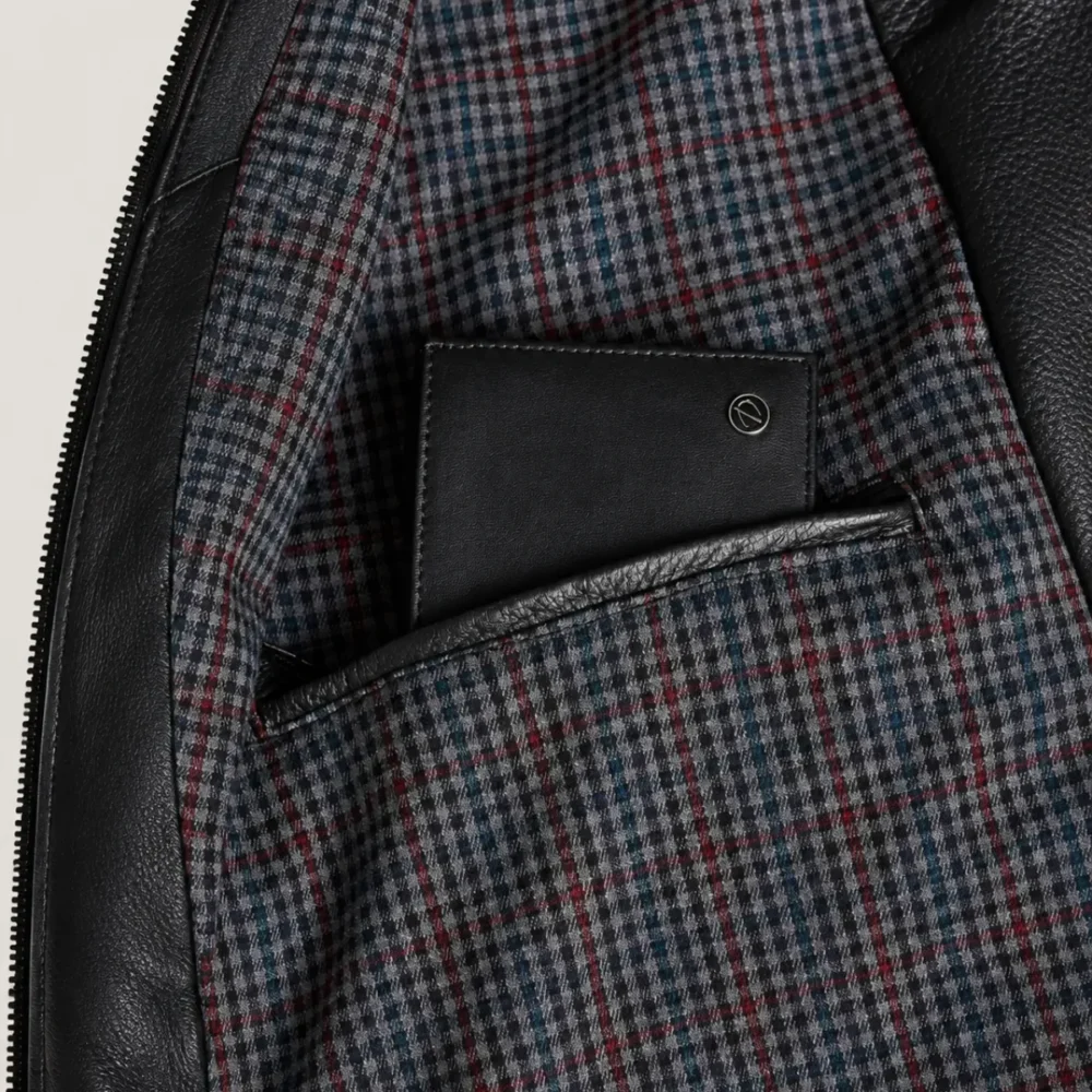 Lossiemouth Grained Black Leather Café Racer Jacket