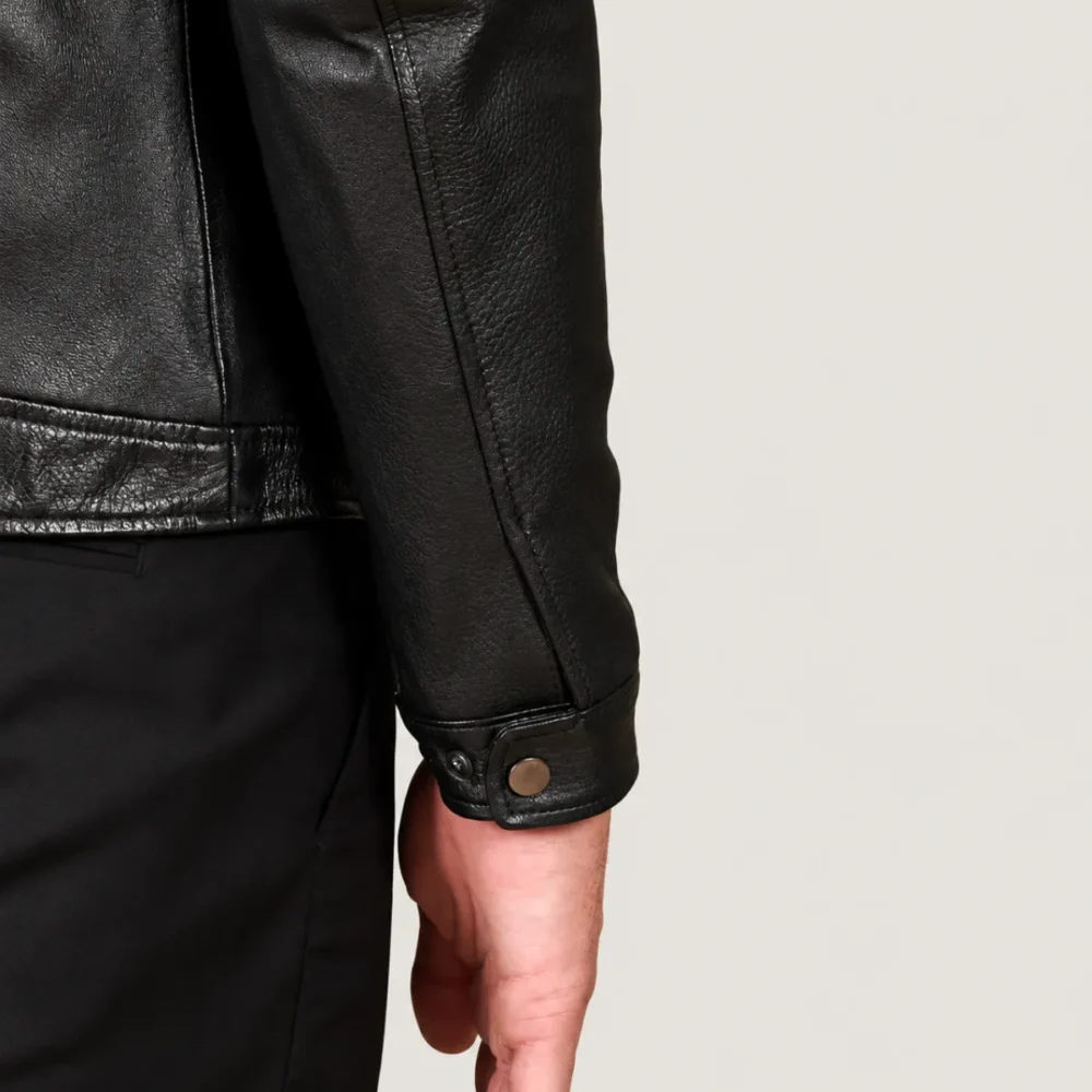 Lossiemouth Grained Black Leather Café Racer Jacket