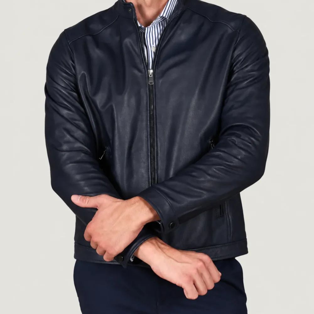 lossiemouth-navy-blue-leather-cafe-racer-jacket-hand-tied Lossiemouth Navy Blue Leather Café Racer Jacket