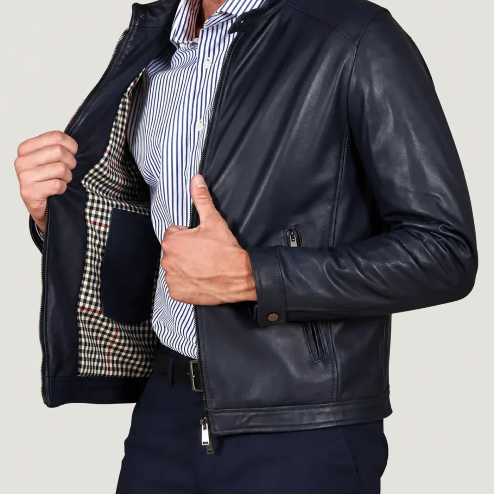 lossiemouth-navy-blue-leather-cafe-racer-jacket-lining Lossiemouth Navy Blue Leather Café Racer Jacket