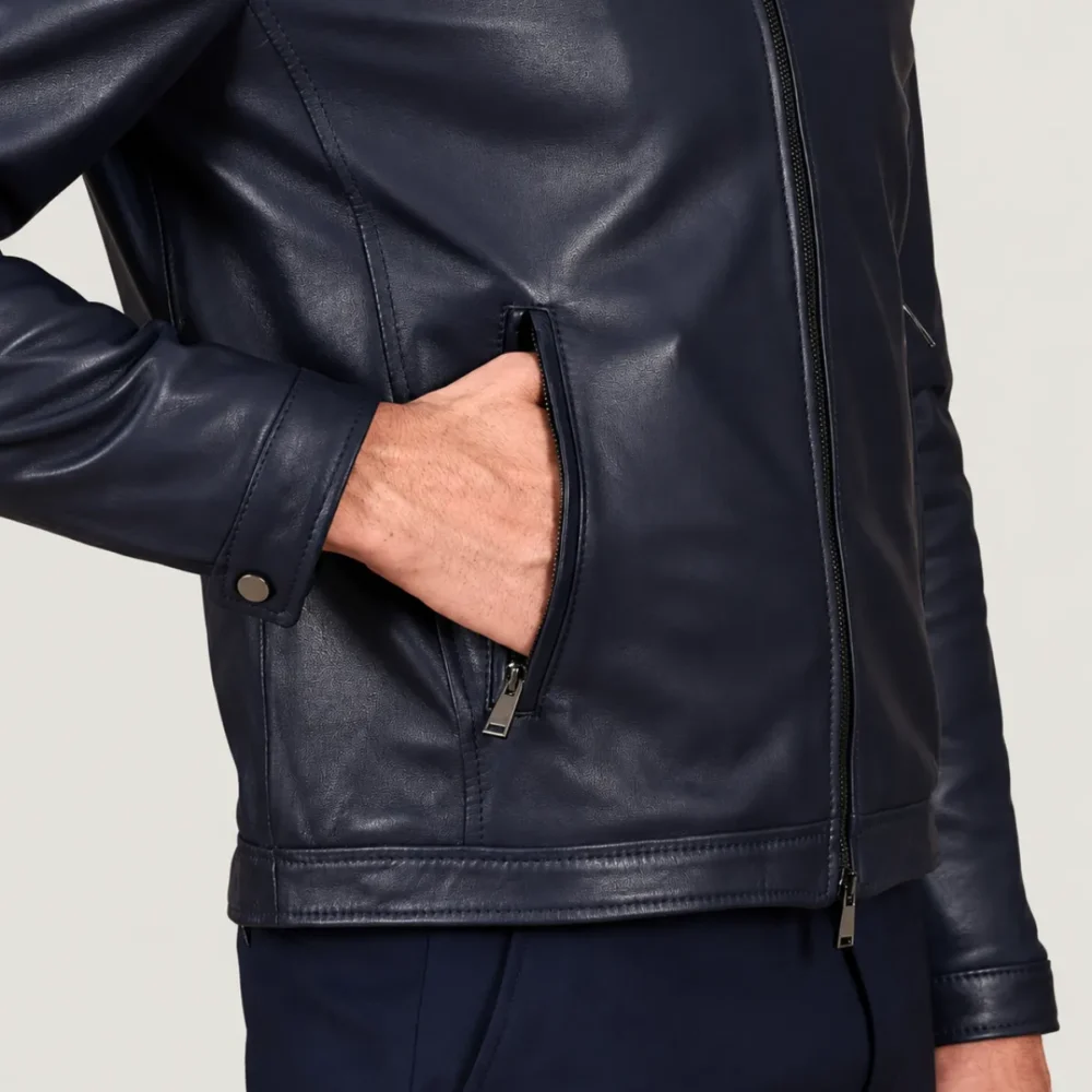 lossiemouth-navy-blue-leather-cafe-racer-jacket-pocket Lossiemouth Navy Blue Leather Café Racer Jacket