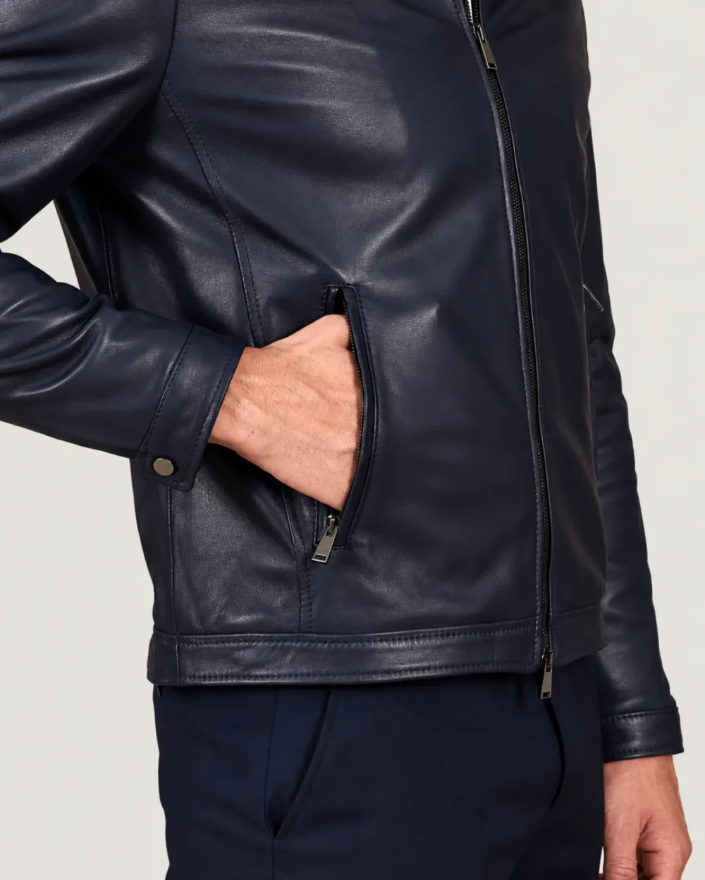 lossiemouth-navy-blue-leather-cafe-racer-jacket-pocket Lossiemouth Navy Blue Leather Café Racer Jacket