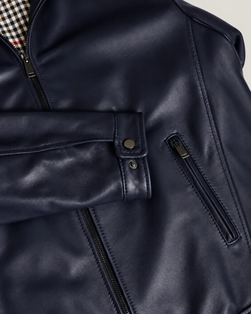 lossiemouth-navy-blue-leather-cafe-racer-jacket-raw Lossiemouth Navy Blue Leather Café Racer Jacket