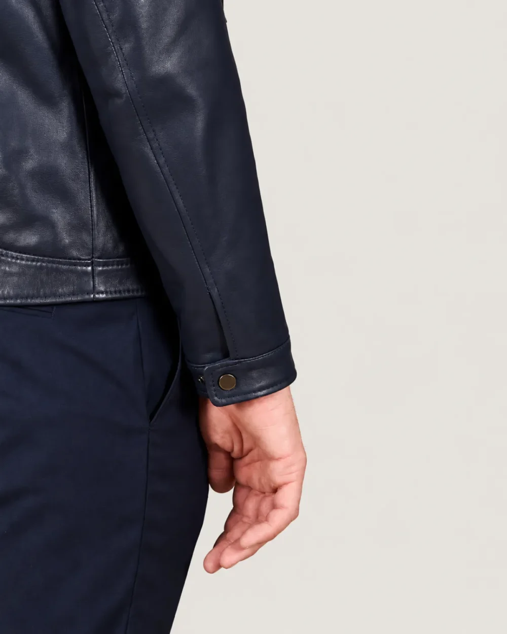 lossiemouth-navy-blue-leather-cafe-racer-jacket-sleeves Lossiemouth Navy Blue Leather Café Racer Jacket