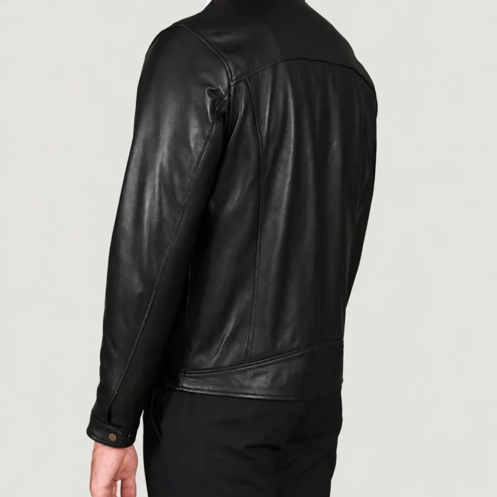 Lossiemouth Panelled Black Leather Café Racer Jacket