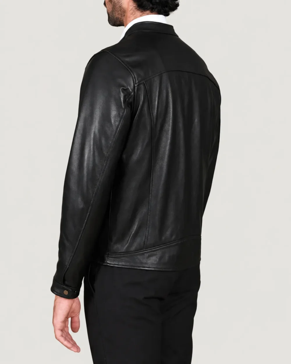 Lossiemouth Panelled Black Leather Café Racer Jacket