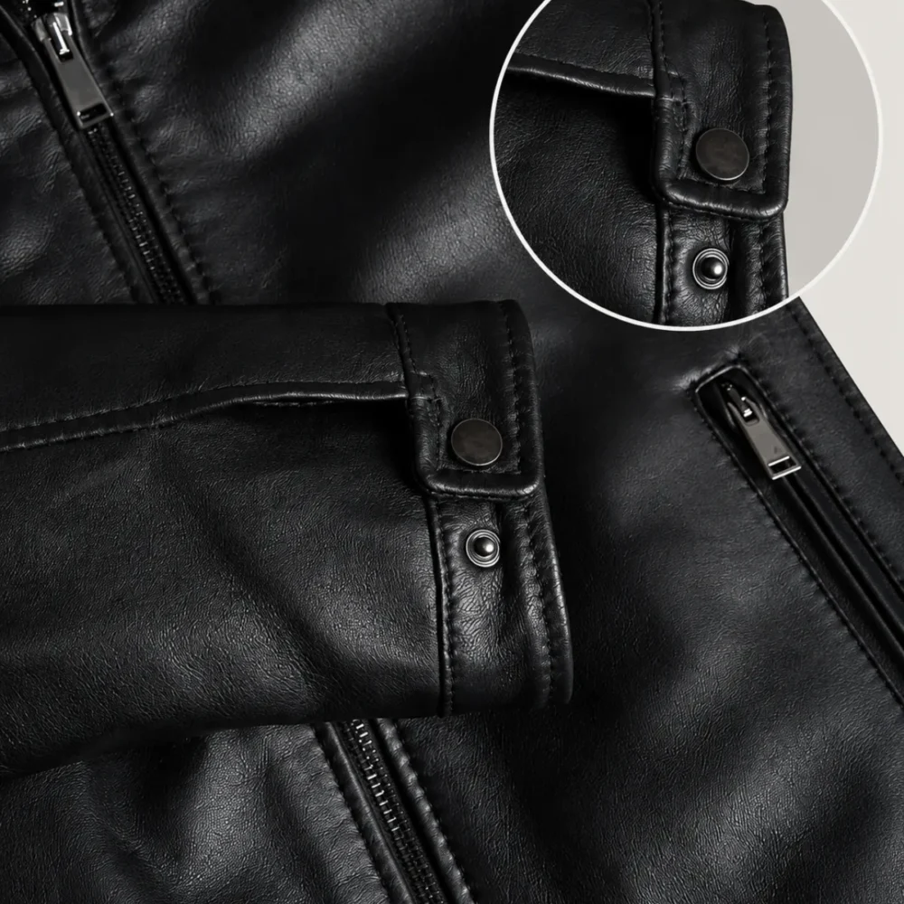 Lossiemouth Panelled Black Leather Café Racer Jacket