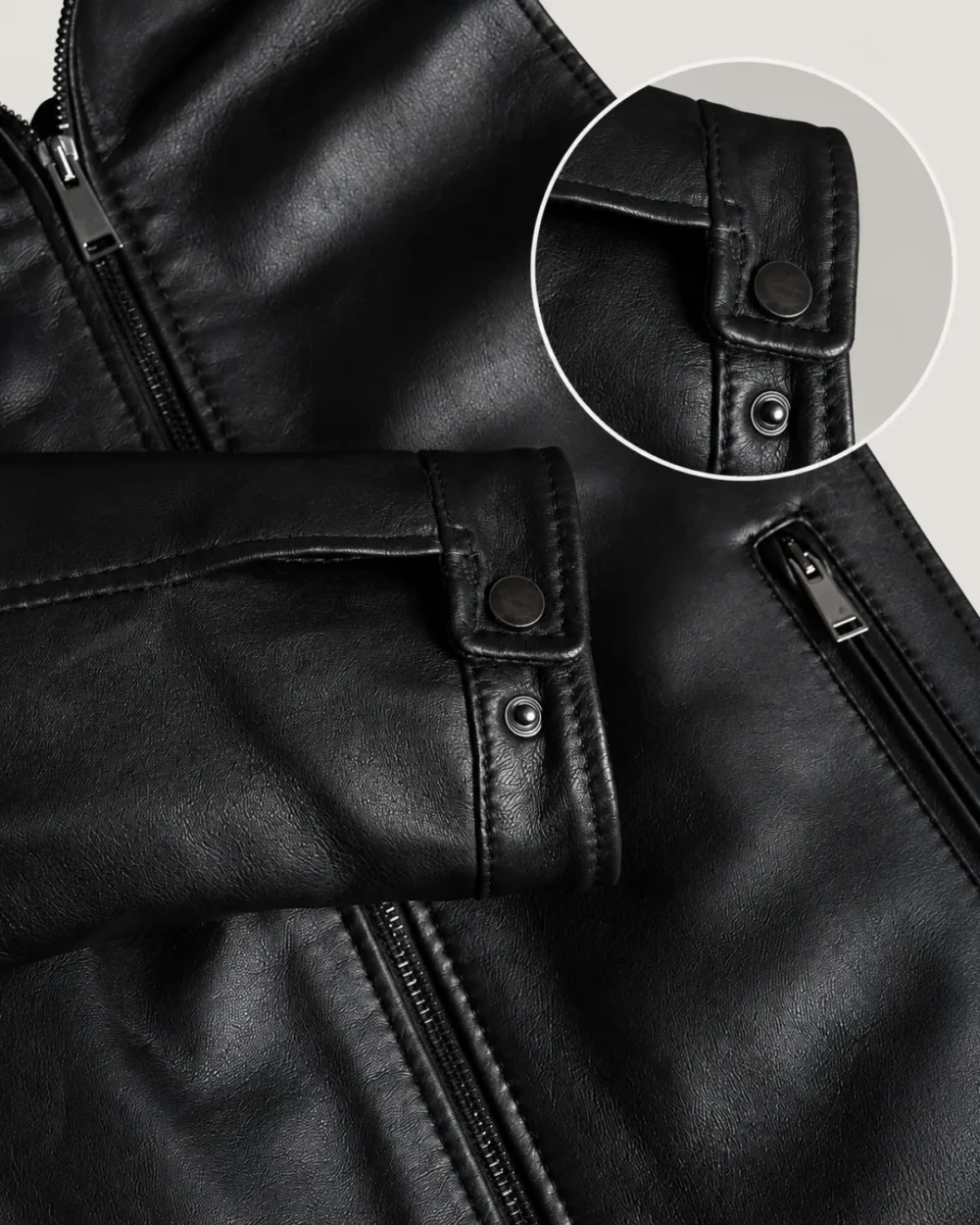 Lossiemouth Panelled Black Leather Café Racer Jacket