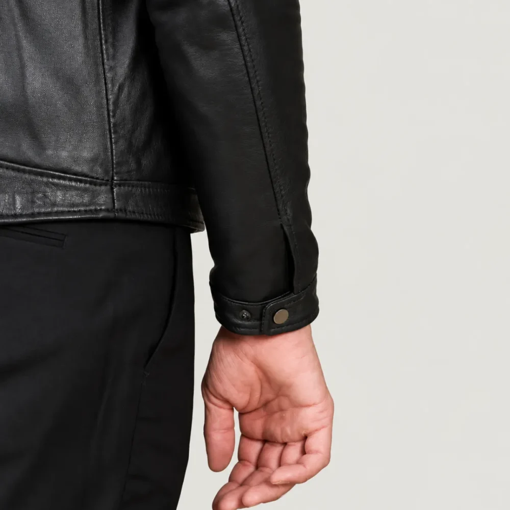 Lossiemouth Panelled Black Leather Café Racer Jacket