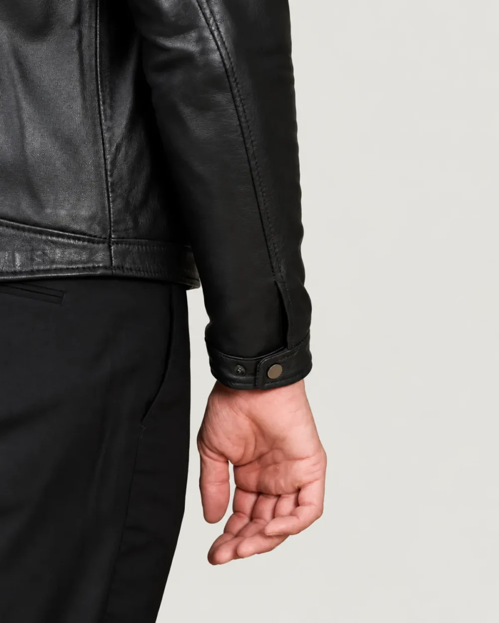 Lossiemouth Panelled Black Leather Café Racer Jacket