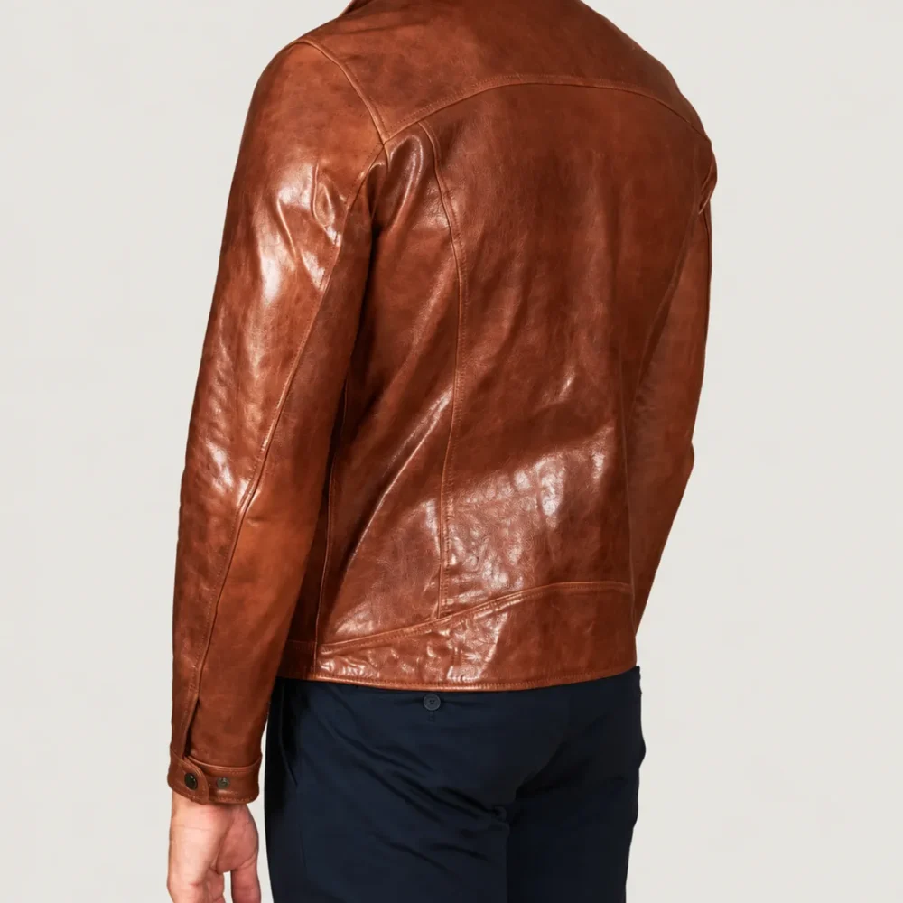 Lossiemouth Vintage Tan Brown Leather Café Racer Jacket