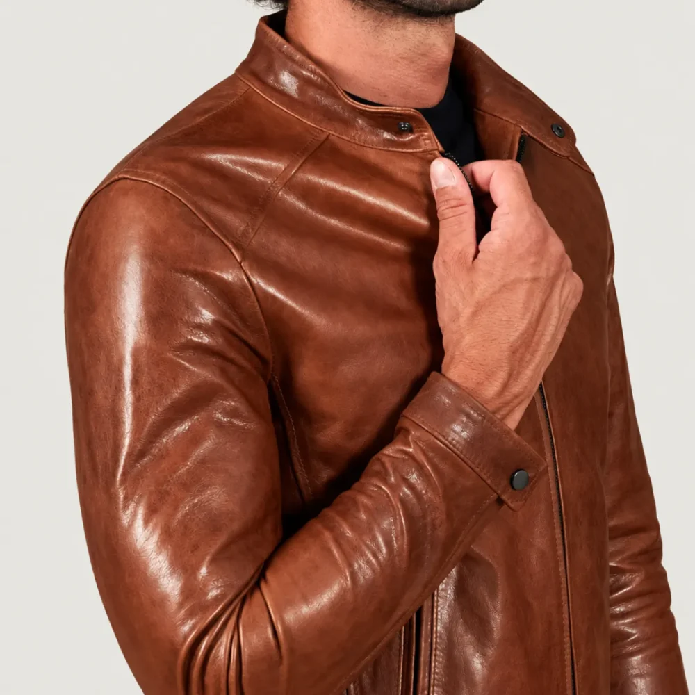 Lossiemouth Vintage Tan Brown Leather Café Racer Jacket