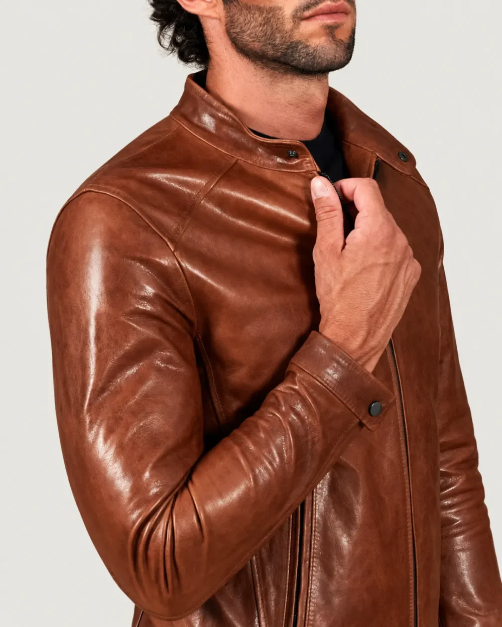 Lossiemouth Vintage Tan Brown Leather Café Racer Jacket