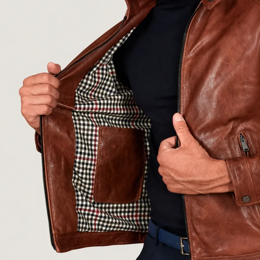 Lossiemouth Vintage Tan Brown Leather Café Racer Jacket