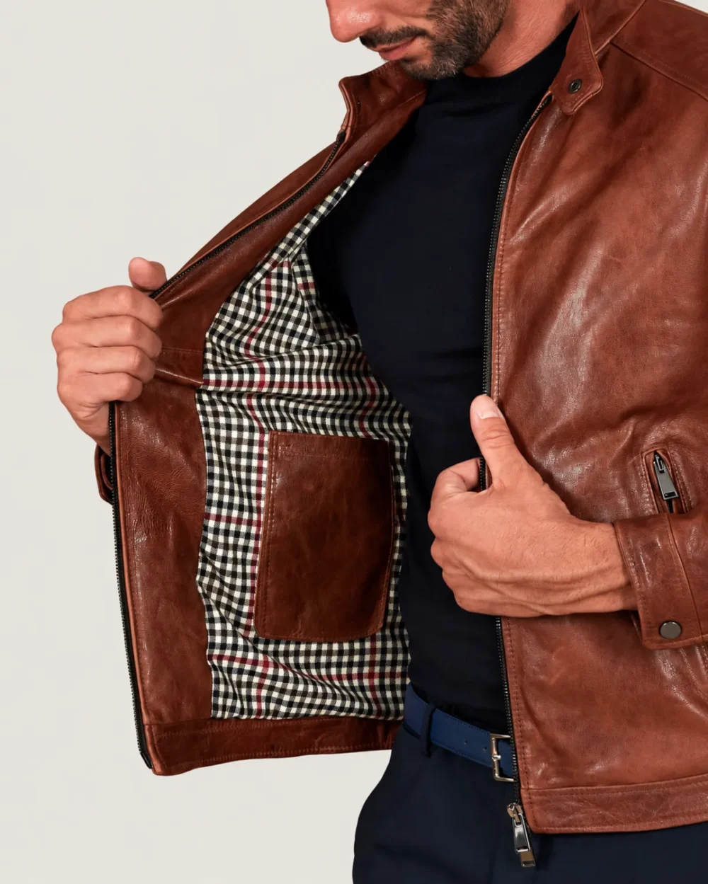Lossiemouth Vintage Tan Brown Leather Café Racer Jacket