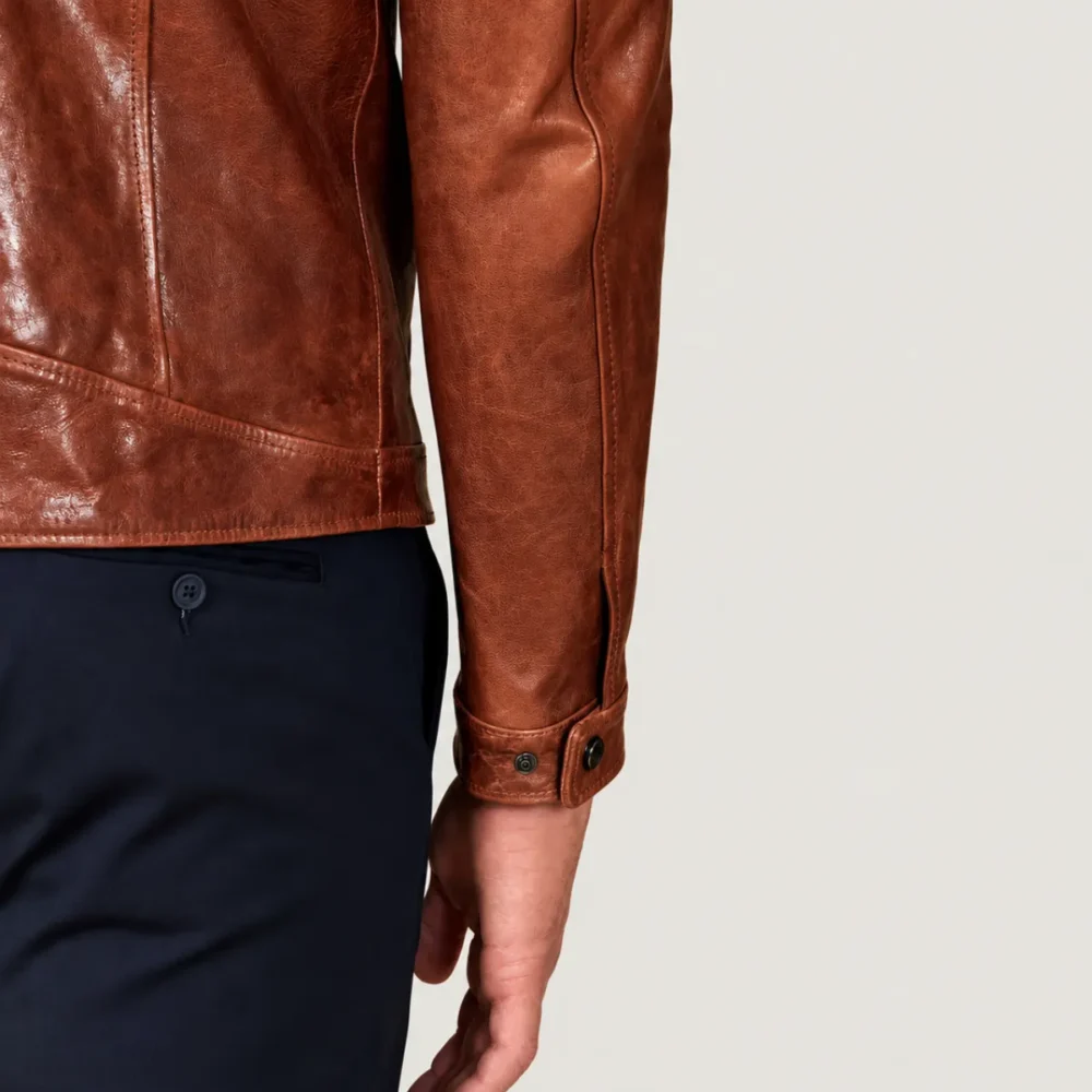 Lossiemouth Vintage Tan Brown Leather Café Racer Jacket